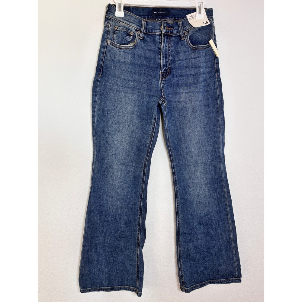 Aeropostale High Rise Flare Jeans Womens 6S Medium Wash Stretch Denim